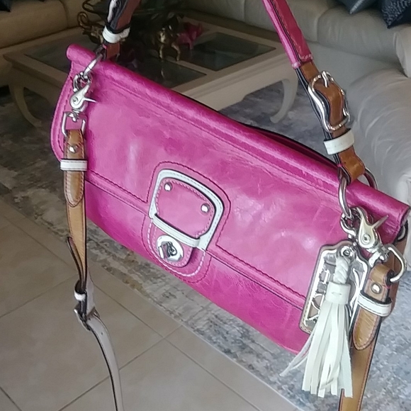 GORGEOUS COLORBLOCK WAXED GENUINE LEATHER 70th ANNIVERSARY COACH WILLIS BAG - Picture 5 of 17